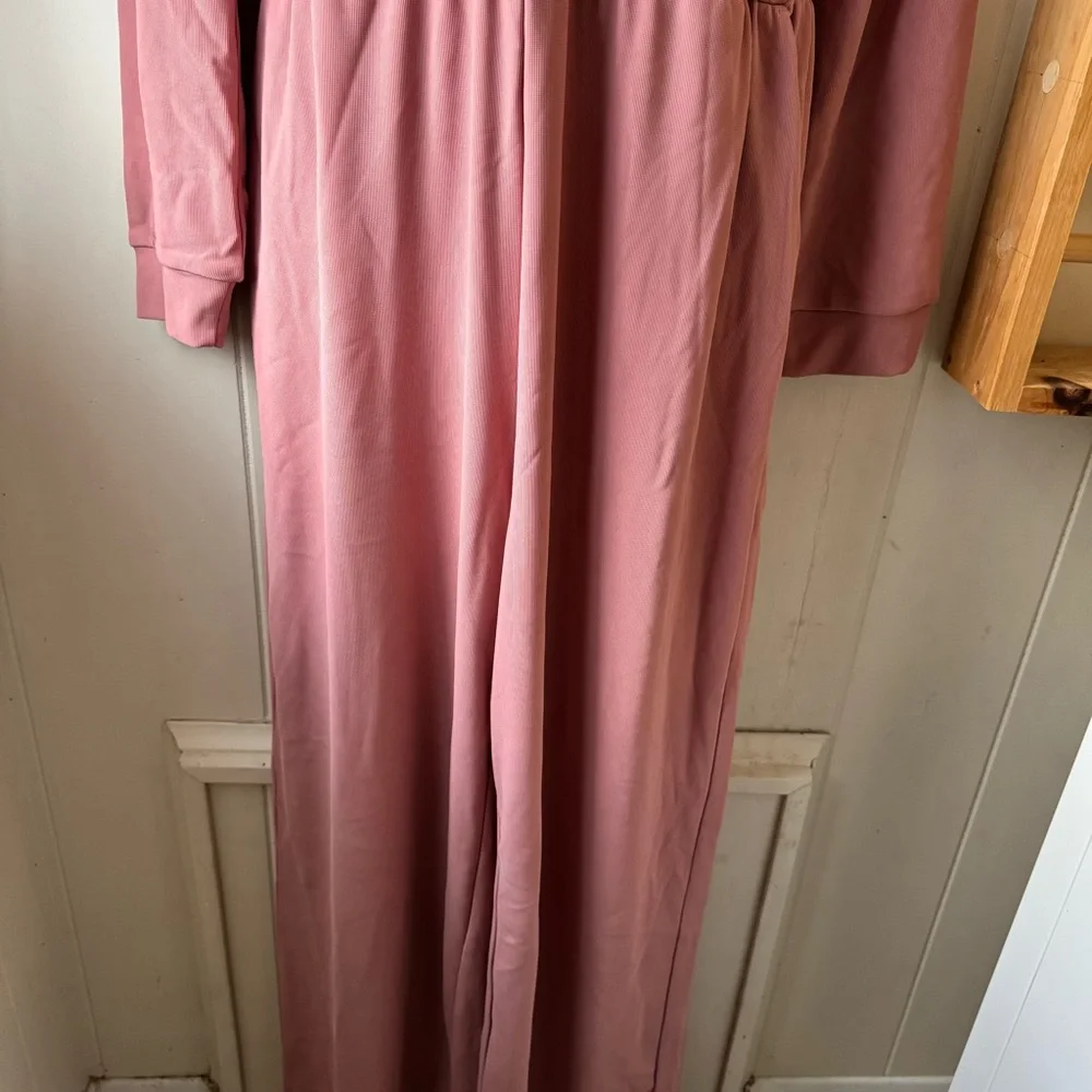 HALARA Pink Unisex WorkCore Half Button Down Waffle Knit Women’s Jumpsuit - Picture 4 of 9